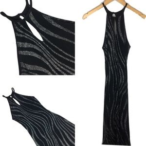 J.R Nites black sparkle floor length gown dress